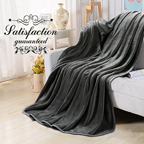 Fleece Blankets for The Bed Extra Soft Brush Fabric Super Warm Sofa Blanket (King-90X108inch,Dark Grey)
