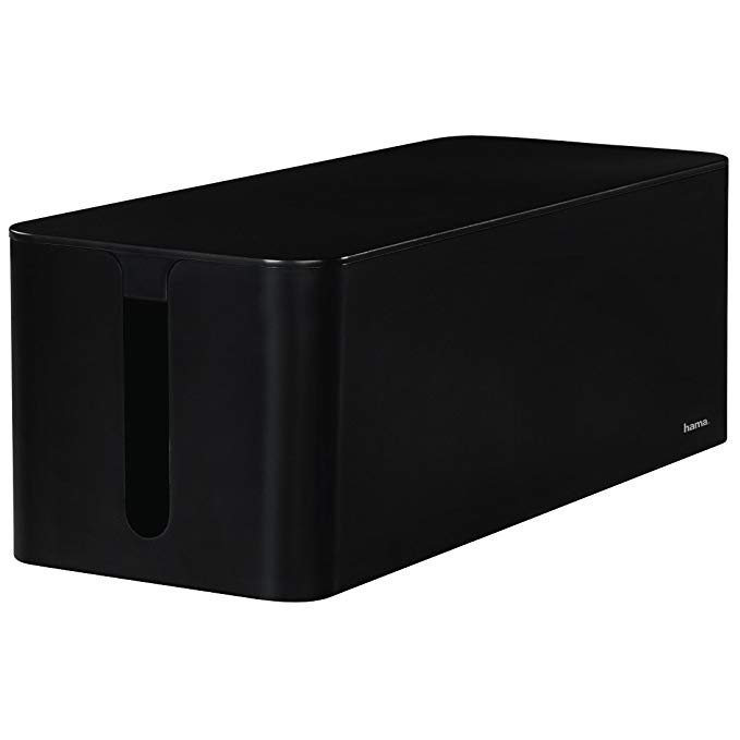 Hama 20664 'Maxi' Cable Box, 15.6 x 40 x 13 cm (W x D x H), with Rubber Feet - Black