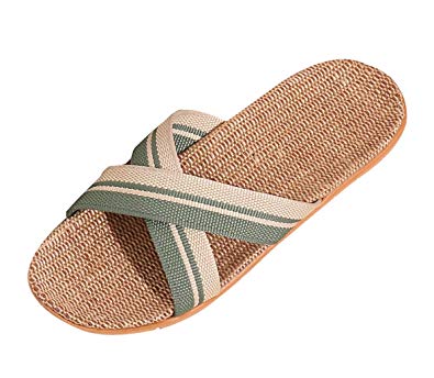 Urban CoCo Unisex Cross Braid Cozy Linen Indoor House Slippers