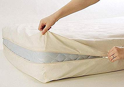 Gilbin 100% Cotton Fleetwood Cotton Mattress Cover, Queen Size, Whit Zipper