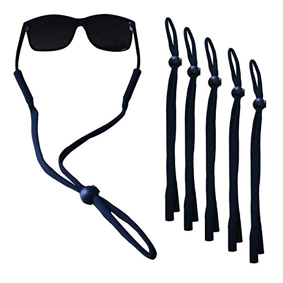 Black Adjustable Eyewear Retainer Sunglasses Holder Rope Band Eyeglass Sports Straps for Men Women Kids - Pack of 5