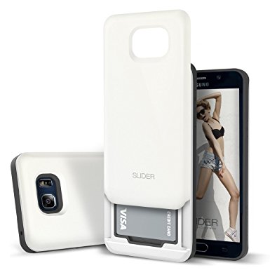 DESIGNSKIN TPU Polycarbonate Bumper  Card Storage Slider Case for Samsung Galaxy Note 5 - White