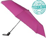 Crown Coast Umbrellas - Heavy Duty Compact Travel Umbrella  Windproof 60MPH - Frame Wont Break If Flipped Inside Out - Auto OpenClose Full Size Canopy - Durable 6000 Opens - Lifetime Guarantee