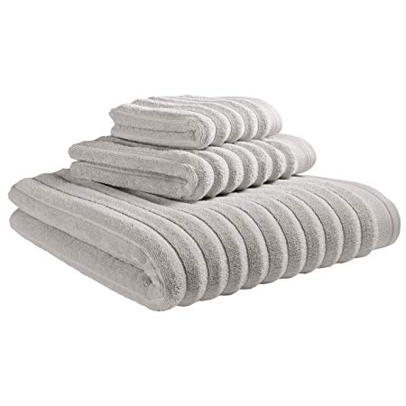 Rivet Chunky Rib Casual Bath Towel, Hand Towel, and Washcloth, Glacier Gray