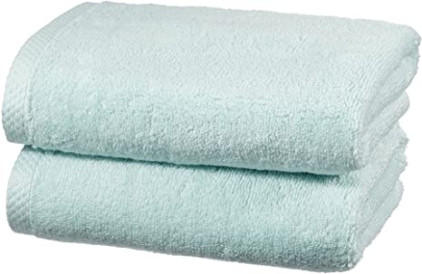 AmazonBasics Quick Dry Towel Set, 2 Hand - Ice Blue