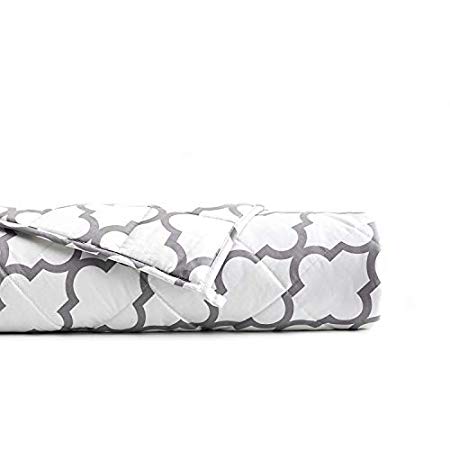 YnM Weighted Blanket (15 lbs, 60''x80'', Queen Size) for People Weigh Around 140lbs | 2.0 Cozy Heavy Blanket | 100% Cotton Material with Glass Beads, Lattice Scroll Print