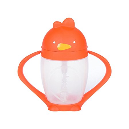 Lollacup, Happy Orange | 10 oz Straw Sippy Cup with Weighted Straw Made in USA