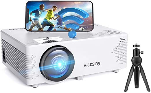 VicTsing Vidéoprojecteur WiFi avec Fonction de Bluetooth et Synchronisation d'écran, Projecteur Portable Hi-FI Stéréo Sonore, Compatible avec la clé TV, Ordinateur Portable, HDMI/VGA/SD/AV/USB