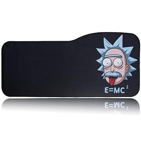 BRILA Extended Mouse pad - Curve Design Gaming Mouse pad - Stitched Edges & Skid Proof Rubber Base - 29" x 13.8" x 0.12" X-Large Mouse Keyboard Desk Mat for Computer Laptop (Einstein Rick)