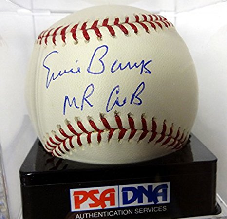 ERNIE BANKS AUTOGRAPHED OFFICIAL MLB BASEBALL CHICAGO CUBS "MR. CUB" GRADED 9.5 PSA/DNA STOCK #74064