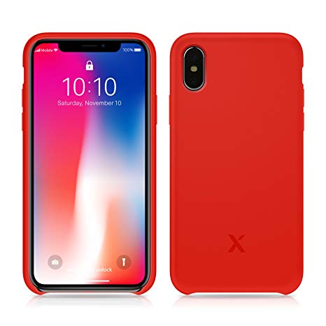 iPhone X Silicone Case – Xcentz iPhone X Silicone Case, Soft Liquid Silicone Case with Microfiber Lining, Camera and Screen Protection, Anti Fingerprint Case