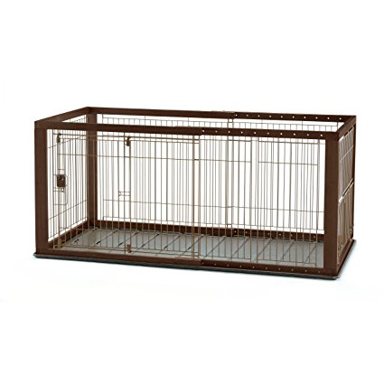 Richell Expandable Pet Crate with Floor Tray - Dark Brown
