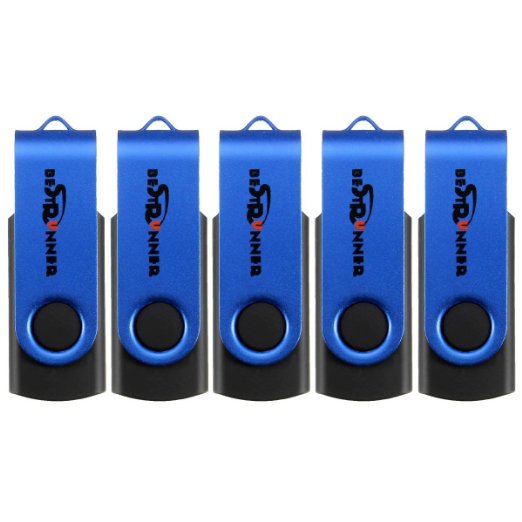 BESTRUNNER 5pcs 8GB USB 3.0 Swivel Memory Stick Flash Drive Foldable Storage Thumb U Disk Gift Portable Blue