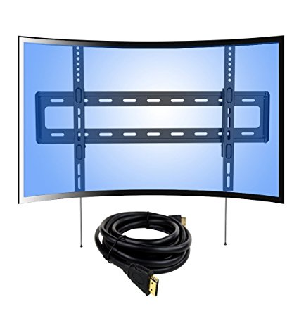 Loctek Curved Panel Low Profile Fixed TV Wall Mount Bracket for 32-70 inch LED, LCD, OLED, Plasma Curved and Flat Screen TVs with VESA patterns up to 600 x 400