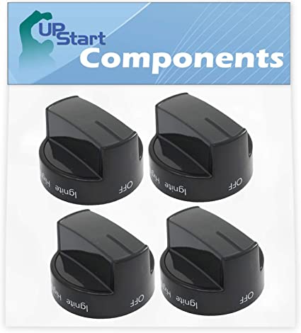 4-Pack W10339442 Range Knob Replacement for Whirlpool WFG320M0BS0 Range - Compatible with WPW10339442 Ranges/Stove/Oven Knob - UpStart Components Brand