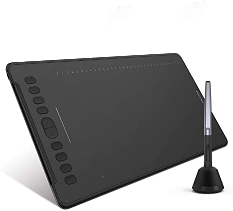 HUION H1161 Graphics Drawing Tablet 11 x 6.875 inch with One User-defined Touch Strip Battery-free Pen with ±60°Tilt Function Supports OS Android、MAC、Windows for Remote Learning & Work from Home