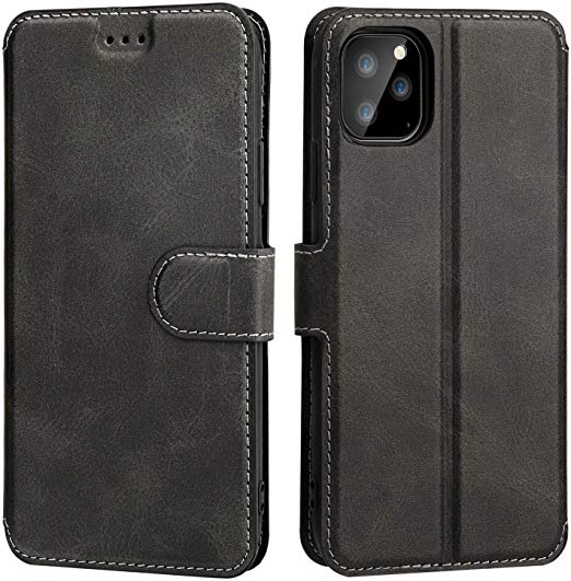 iPhone 11 Pro Slim Flip Wallet Case with Card Holder,OT ONETOP PU Leather Magnetic Closure Kickstand Cash Pocket Cover Compatible with iPhone 11 Pro 5.8 Inch (Black)