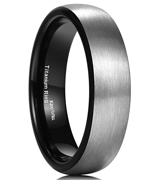 King Will 6mm Titanium Ring Brushed Black Plated Comfort Fit Wedding Band For Men Women