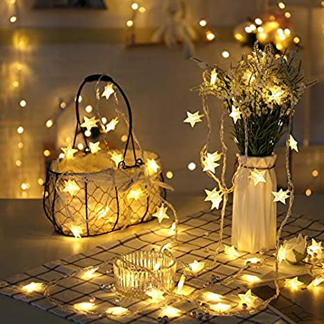 Rossetta Night Light, 16FT 50 LED Star String Lights, Fairy Lights with 2 Lighting Modes, Battery Operated String Lights, String Lights for Bedroom,Suitable for Outdoor&Indoor ,Garden