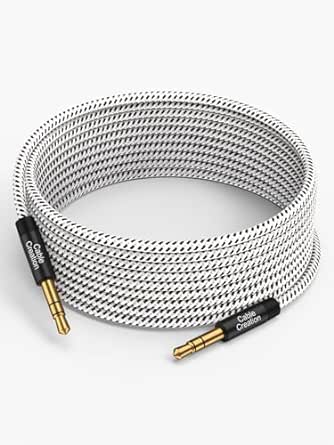 CableCreation Long Aux Cord (15FT/4.5M), 3.5mm Audio Cable Male to Male, Braided Hi-Fi Sound 1/8 Auxiliary Headphone Cord Extension