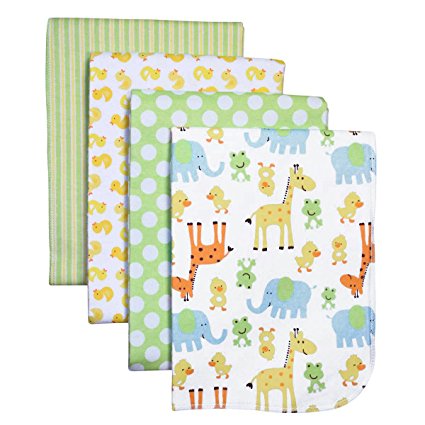 Carter's 4-Pack Cotton Flannel Receiving Blankets, Safari Duck