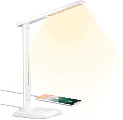 LED Desk Lamp, Eye-caring Table Lamp, Desk Light with 25 Light Mode, USB Charging Port, Sensitive Control, 10W Power for Reading, Working, Painting, Sleeping in Home, Office