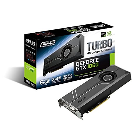 ASUS Geforce GTX 1060 6GB Turbo Edition VR Ready Dual HDMI 2.0 DP 1.4 Auto-Extreme Graphics Card (TURBO-GTX1060-6G)
