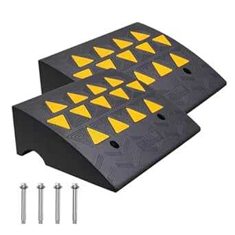 VEVOR Rubber Curb Ramp 6" Rise Height 2 Pack, 33069 lbs/15 T Capacity Heavy-Duty Threshold Ramps, Driveway Ramps with Stable Grid Structure for Cars, Wheelchairs, Bikes, Motorcycles, Truck