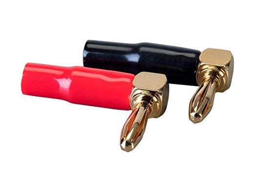 Monoprice 5 Pair Right Angle 24k Gold Plated Banana Speaker Wire Cable Screw Plug Connectors