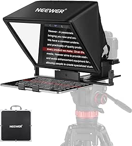 NEEWER Teleprompter X14 II with Upgraded Height Adjustable Camera Mount QR Plate Compatible with Manfrotto 501PL, 14" HD Beamsplitter All Metal Frame for iPad iPhone Samsung DSLR, Assembly Free