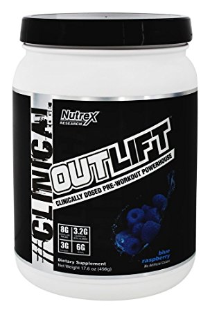 Nutrex Research Outlift Pre-Workout Supplement, Blue Raspberry, net wt. 17.6 Ounce (498 Gram)