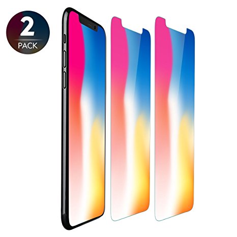 iPhone X Tempered Glass Screen Protector Film, Benks 2.5D 0.3mm 9H hardness HD [Crystal Clear] [Anti-Scratch] [Bubble-Free] [Easy Install] Tempered Glass for iPhone X/ 10 (2-Pack)