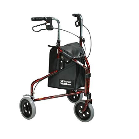 Drive Medical Winnie Lite Supreme Aluminum Three Wheel Rollator, Flame Red