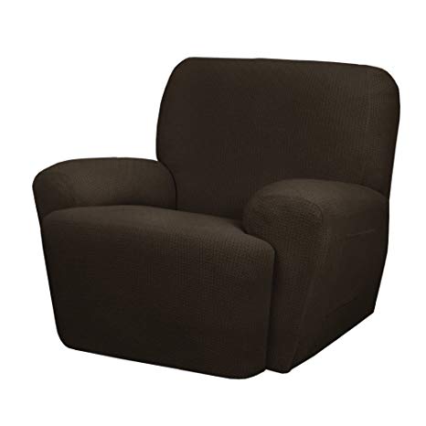 MAYTEX Torie Stretch 4Piece Recliner Furniture Cover/Slipcover, Chocolate