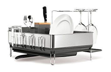 Simplehuman® Steel Frame Large Dish Drainer Rack - Silver and Grey