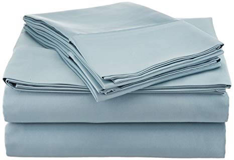 Pointehaven 500-Thread Count 100-Percent Egyptian Cotton Deep Fitted Queen Sheet Set, Blue