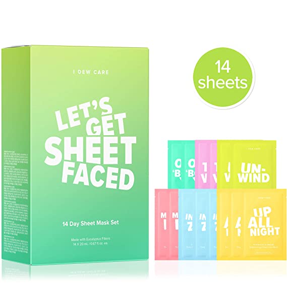 I DEW CARE Let's Get Sheet Faced | Set of 14 Sheet Masks | Korean Skincare, Facial Treatments, Cruelty-Free, Paraben-Free