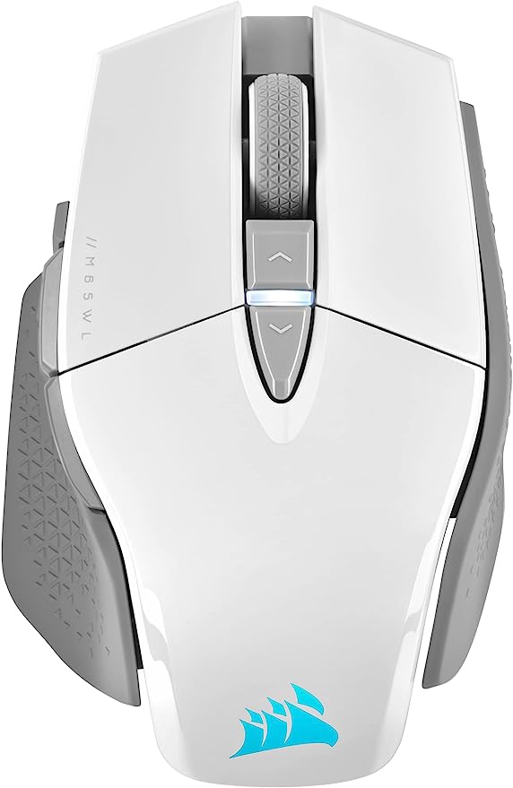 Corsair M65 RGB Ultra Wireless Tunable FPS Gaming Mouse - Sub-1ms Slipstream Wireless Technology, 26,000 DPI Optical Sensor, Up to 120 Hours of Battery Life, 8 Programmable Buttons - White