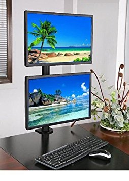 EZM Vertical Dual LCD Monitor Mount Desktop Stand Clamp Holds up to 27" (002-0008)