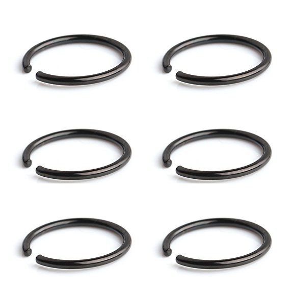 Ruifan 3prs Non Pierced Stainless Steel Clip on Closure Round Ring Fake Nose Lip Helix Cartilage Tragus Ear Hoop 20G