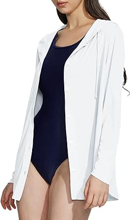 BALEAF Women's 2024 UPF 50  Swimsuit Coverups Long Sleeve Beach Cover Up Quick Dry Sun Shirts Hoodie with Pockets