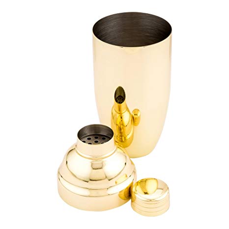 Cocktail Shaker, Bar Shaker - Gold Plated - Stainless Steel - Professional Grade - 1ct Box - Restaurantware