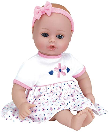 Adora PlayTime Baby "Petal Pink" 13 inch Vinyl Girl Baby Doll Toy Soft Body Machine Washable with Open Close Eyes, Feeding Bottle Great to Snuggle for (1 Year Old and up)