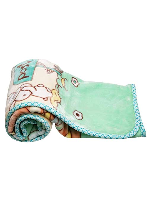 Mee Mee Double Layer Reversible Soft Baby Blanket (Green - Rabbit Print)