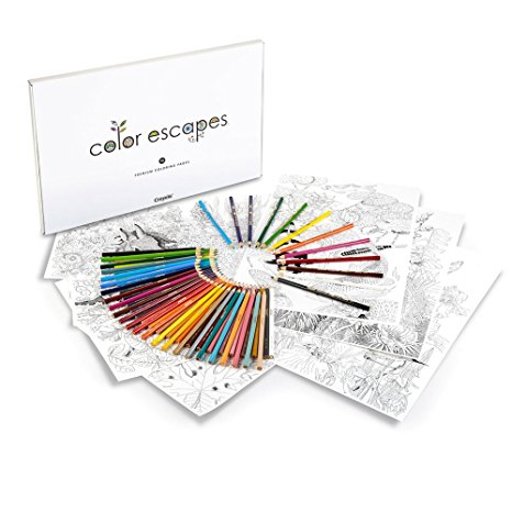 Crayola Color Escapes Coloring Pages & Pencil Kit, Garden Edition, 12 Premium Pages by renowned artist Claudia Nice, 12 Watercolor Pencils, 50 Colored Pencils, Adult Coloring, Art Activity Set