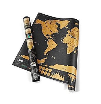 Deluxe World Scratch Map - Sophisticated & Stylish Wall Decoration To Share Your Travel Adventures - Colour Coded With Geographical Details & Fascinating Infographics - Perfect Gift For Travel Lovers