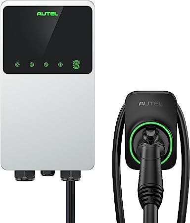 Autel MaxiCharger Home Electric Vehicle (EV) Charger, up to 50 Amp, 240V, Level 2 WiFi and Bluetooth Enabled EVSE, Hardwired, Indoor/Outdoor, 25-Foot Cable with Separate Holster, Silver