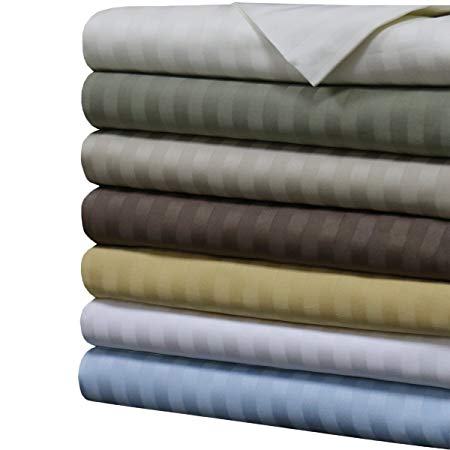 Stripes Linen 1000 Thread Count Queen Size Sheet Set, 100% Cotton Deep Pocket Bed Sheets 1000TC.