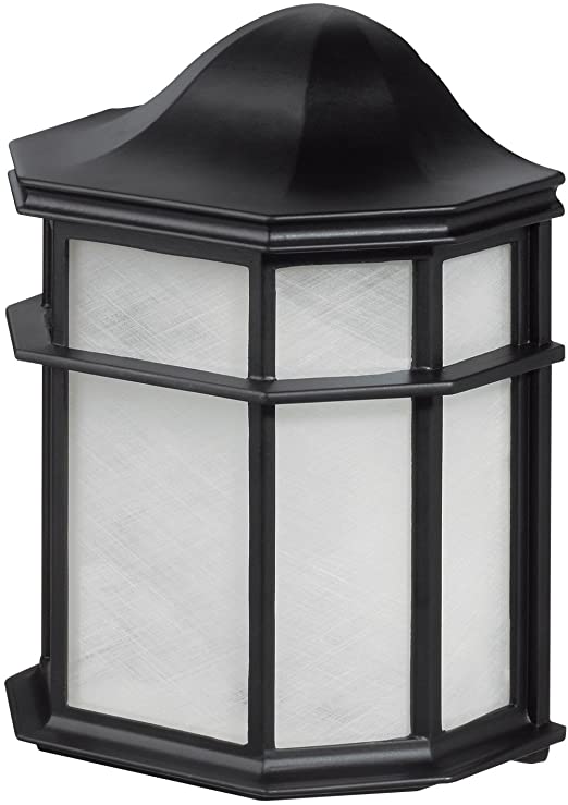 Globe Electric Melrose 1-Light Outdoor Weather Resistant Wall Sconce, Glossy Black Finish, Frosted PVC Diffuser, 44048