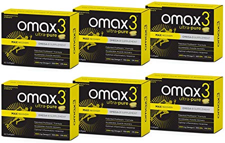 OMAX3® MAX Recovery Omega-3 Fish Oil Supplement, 2000 MG, 93.9% High-Concentrate, Reduce Inflammation, Improve Recovery, Joint Support, Patented 4:1 EPA-to-DHA, NSF Certified for Sport (360)
